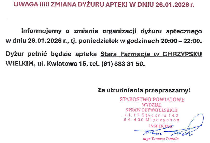 Zdjęcie: Zmiana dyżuru aptek