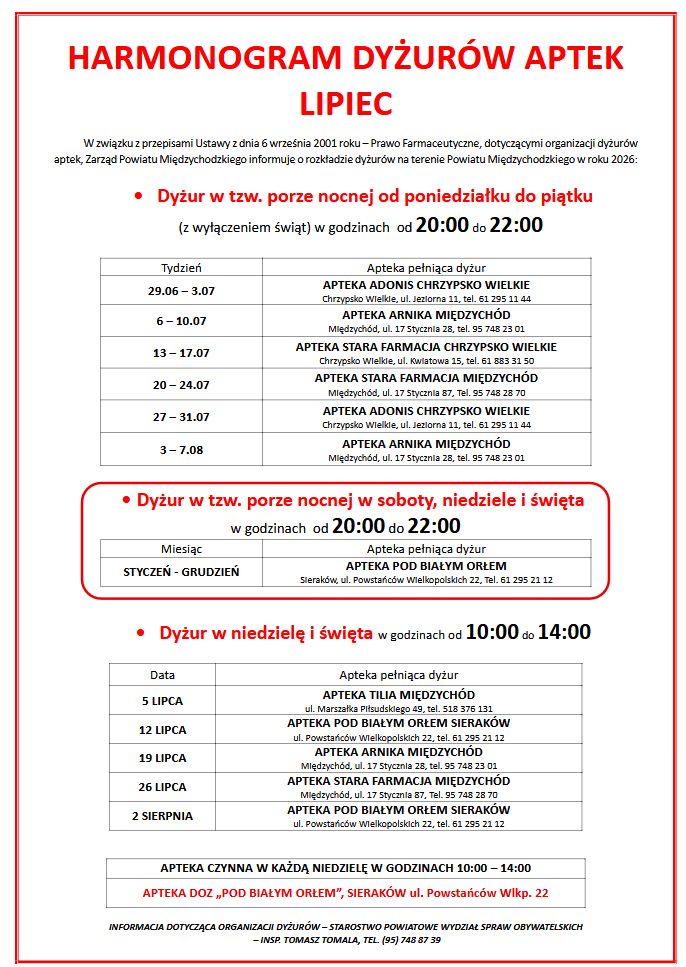 Zdjęcie: Dyżur aptek LIPIEC 2026r