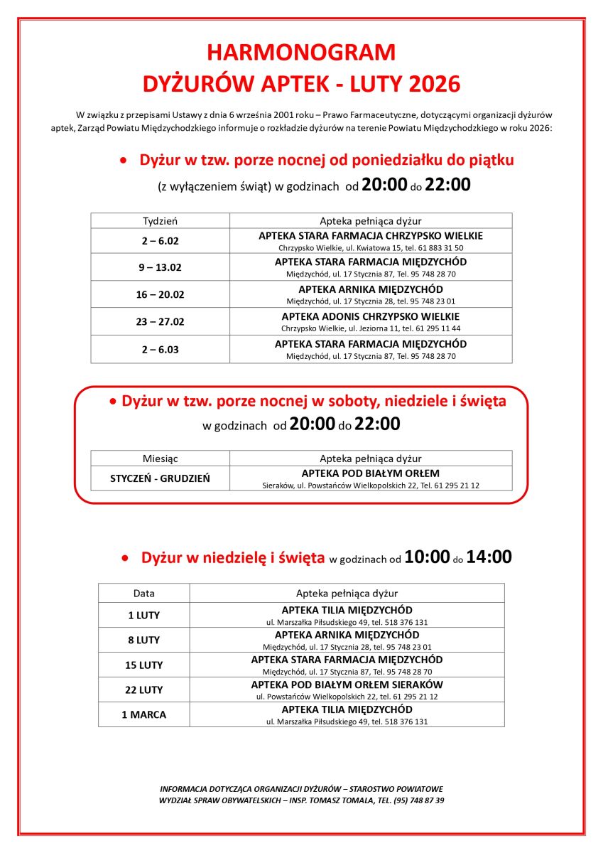 Zdjęcie: Dyżur aptek - luty 2026 r.